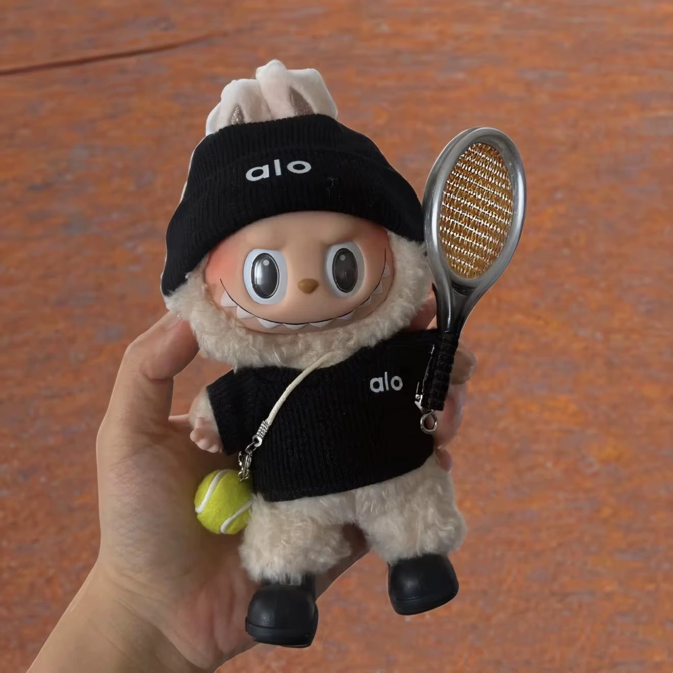 For LABUBU Clothing Rabbit Doll, Alo Accessories with Knitted Clothing, Tennis Sport Set, Sweater for Toy Collectors