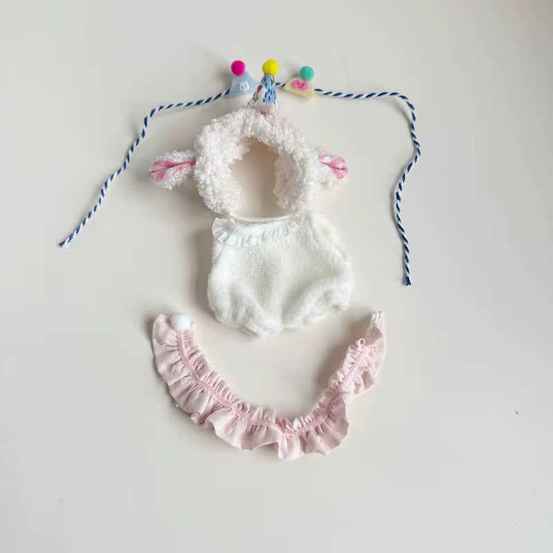 Doll Clothes for 17Cm Labubu Dolls Toy Cute Mini Plush Doll'S Lamb Birthday Hat Outfit Accessories Student Outfit Fans Gift