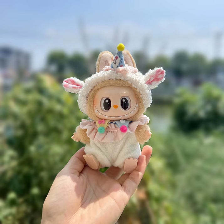 Doll Clothes for 17Cm Labubu Dolls Toy Cute Mini Plush Doll'S Lamb Birthday Hat Outfit Accessories Student Outfit Fans Gift