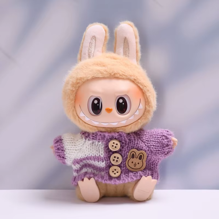 17Cm Hot Labubu Doll Clothes Fashion Clothes Colorful Sweater Cardigan for 17Cm Doll Clothes Dolls Accessories Collect Gift