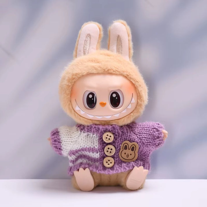 17Cm Hot Labubu Doll Clothes Fashion Clothes Colorful Sweater Cardigan for 17Cm Doll Clothes Dolls Accessories Collect Gift