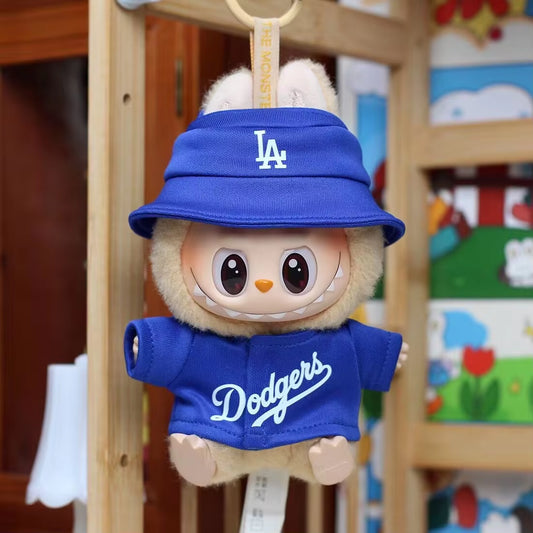 17Cm Doll Clothes Suitable for Labubu, Trendy Brand Same Blue and White Digital Shirt Hat Set Gift for Kids or Adults (NO Doll)