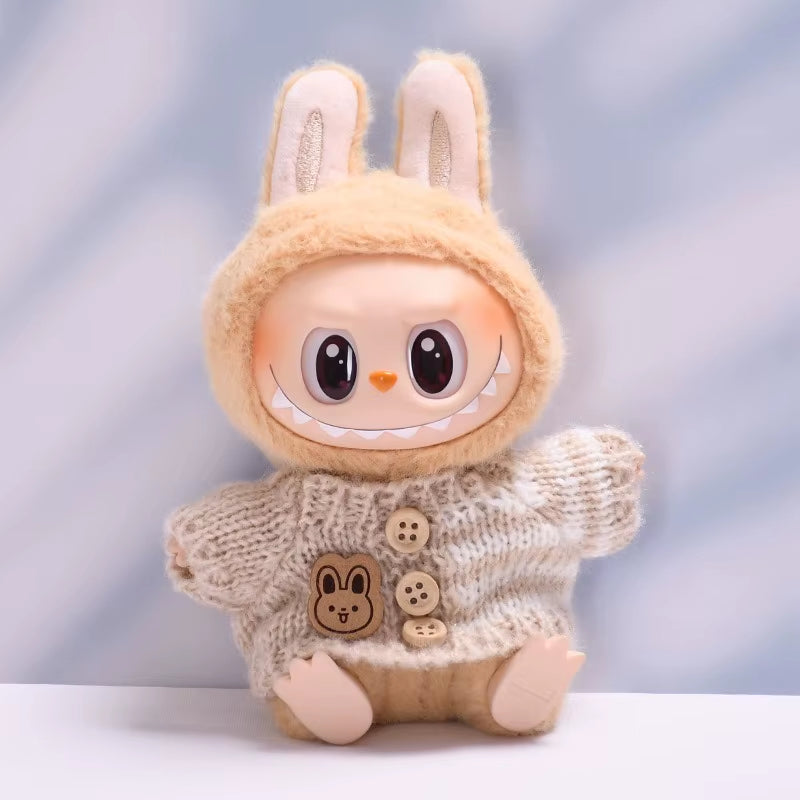 17Cm Hot Labubu Doll Clothes Fashion Clothes Colorful Sweater Cardigan for 17Cm Doll Clothes Dolls Accessories Collect Gift
