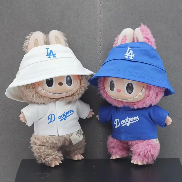 17Cm Doll Clothes Suitable for Labubu, Trendy Brand Same Blue and White Digital Shirt Hat Set Gift for Kids or Adults (NO Doll)