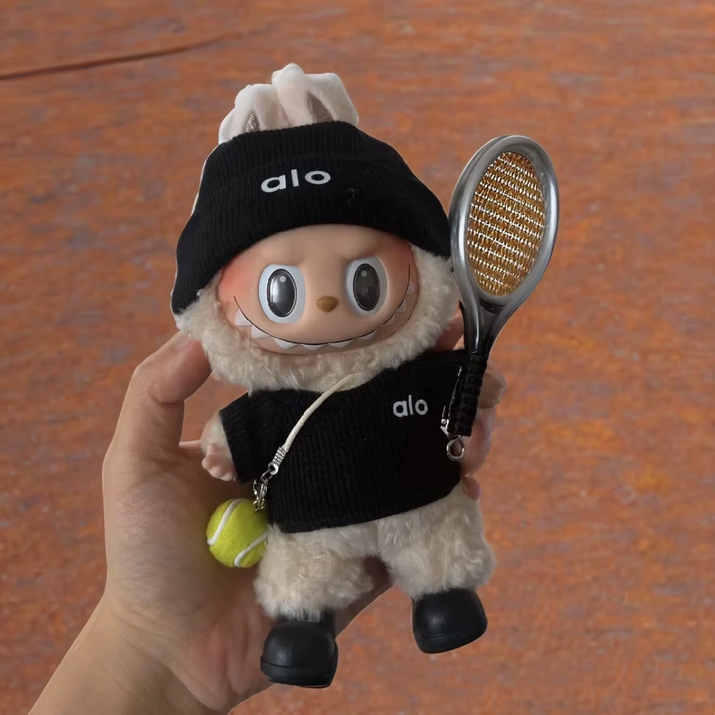 For LABUBU Clothing Rabbit Doll, Alo Accessories with Knitted Clothing, Tennis Sport Set, Sweater for Toy Collectors