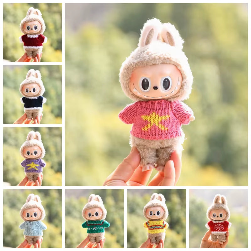 17Cm Hot Labubu Doll Clothes Fashion Clothes Colorful Sweater Cardigan for 17Cm Doll Clothes Dolls Accessories Collect Gift