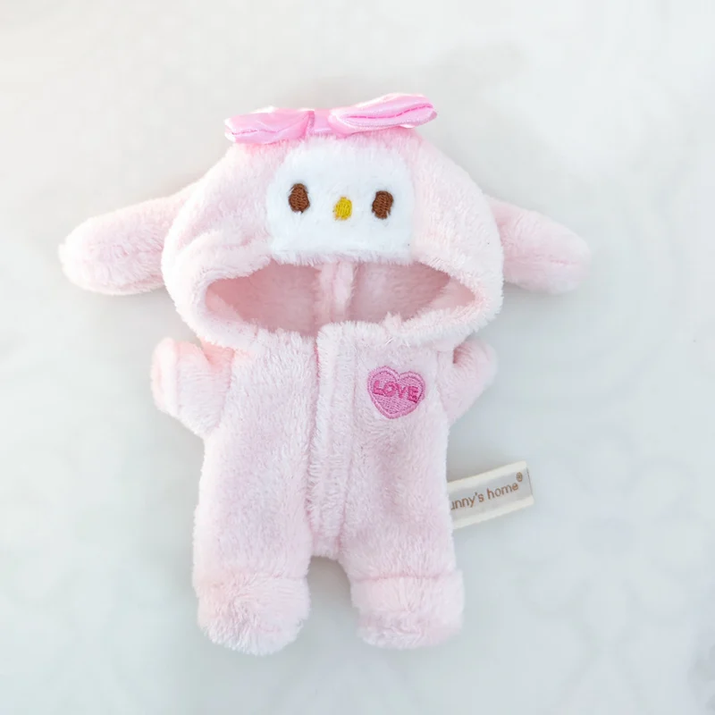 Cute Doll Accessories Clothes Onesie for 17Cm Labubu V1V2 Mini Dolls Clothing Kids Gift Bags for Dolls Hairy Rabbit Bodysuit Set