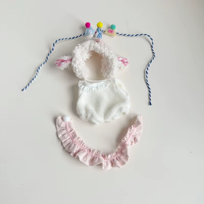 Doll Clothes for 17Cm Labubu Dolls Toy Cute Mini Plush Doll'S Lamb Birthday Hat Outfit Accessories Student Outfit Fans Gift