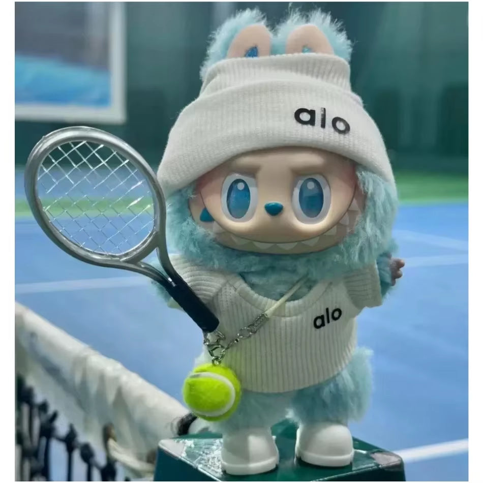 For LABUBU Clothing Rabbit Doll, Alo Accessories with Knitted Clothing, Tennis Sport Set, Sweater for Toy Collectors