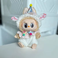 Doll Clothes for 17Cm Labubu Dolls Toy Cute Mini Plush Doll'S Lamb Birthday Hat Outfit Accessories Student Outfit Fans Gift