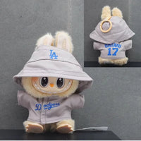17Cm Doll Clothes Suitable for Labubu, Trendy Brand Same Blue and White Digital Shirt Hat Set Gift for Kids or Adults (NO Doll)