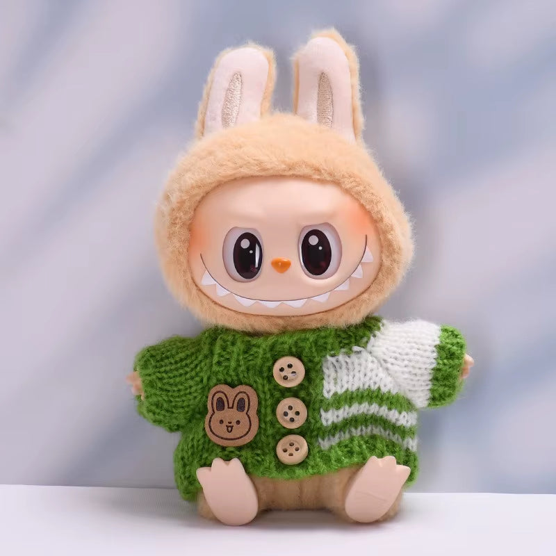 17Cm Hot Labubu Doll Clothes Fashion Clothes Colorful Sweater Cardigan for 17Cm Doll Clothes Dolls Accessories Collect Gift