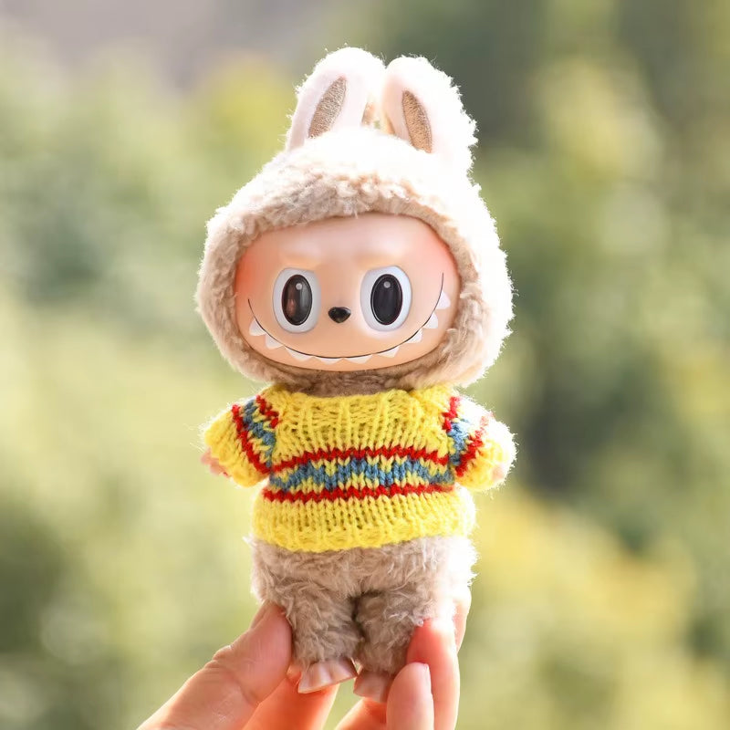 17Cm Hot Labubu Doll Clothes Fashion Clothes Colorful Sweater Cardigan for 17Cm Doll Clothes Dolls Accessories Collect Gift